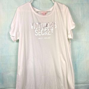 Victoria’s Secret White Soft Short Sleeve Tee Nightgown Size M/L